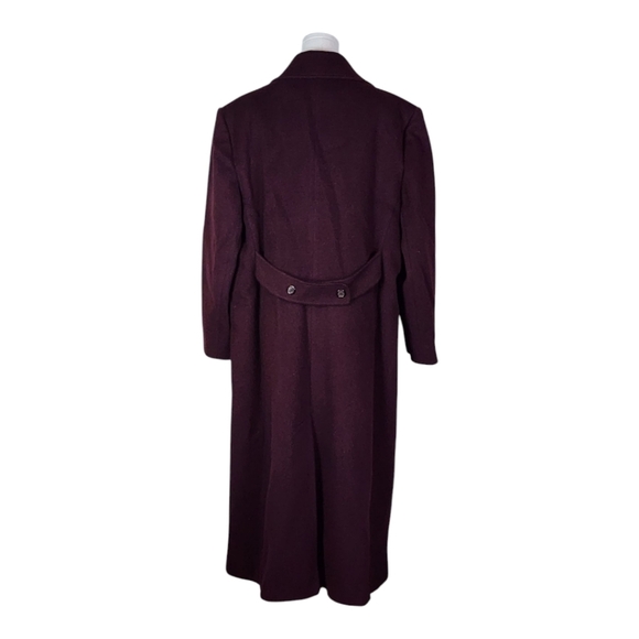 SOLD Vintage 80s Bromley Wool Coat Long Burgundy Overcoat Made in USA Size 18 - Picture 6 of 13